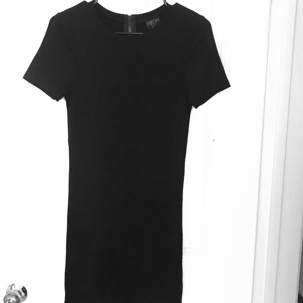Neon Hart Black Ribbed Mini Dress